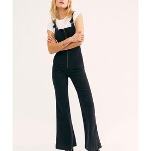 Rollas Eastcoast Flare Bib Corduroy Overalls in Black